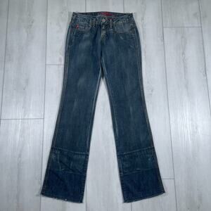 Miss Sixty Size 28 Mary J Bootcut Low Rise Dark Wash Y2k Jeans Distressed